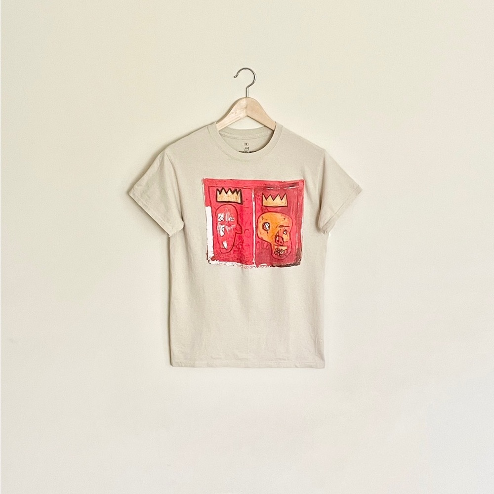 Jean-Michel Basquiat Red Kings Graphic Beige T Shirt Adult size Small